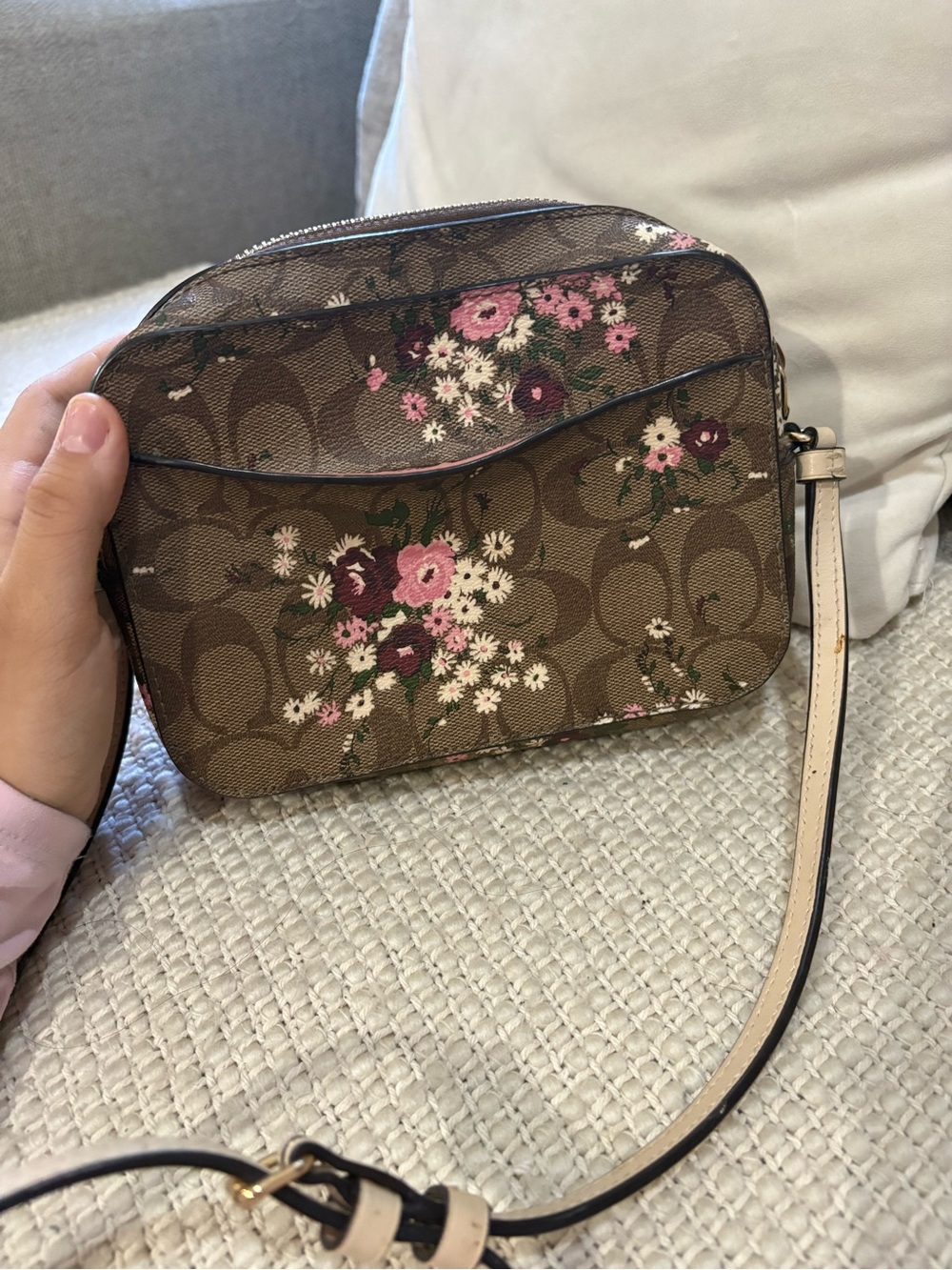 Coach Brown Signature Floral Crossbody with Pink Accents - Picture 3 of 7